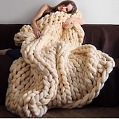 economico Coperte da letto-coperta in maglia spessa coperta in lana super spessa tessuta a mano coperta per divano coperta per maglieria coperta in filo spesso