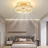 cheap Ceiling Fan Lights-LED Ceiling Fans with lights Crystal Chandeliers Dimmable with Remote Contral 20&quot; Flush Mount Ceiling Lamp Metal Chandelier Bedroom Living Room