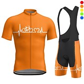 cheap Men's Clothing Sets-Men's Cycling Jersey with Bib Shorts Short Sleeve Mountain Bike MTB Road Bike Cycling Blue Red Orange Bike 3D Pad Quick Dry Breathable Spandex Sports Clothing Apparel