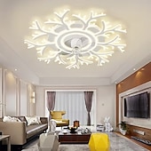 preiswerte Deckenventilator-Leuchten-LED-Deckenventilatoren dimmbar mit Fernbedienung Contral Blumendesign 20 &quot;/ 39&quot; 5/9-Köpfe Unterputz-Deckenleuchte Acryl-Lampenschirm-Kronleuchter Schlafzimmer Wohnzimmer