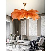 economico Luci a sospensione-lampadario a sospensione a led splendido extra large 80cm 6 luci bianco bouquet di piume di struzzo lampada a sospensione romantico apparecchio di illuminazione montato per camera da letto ristorante