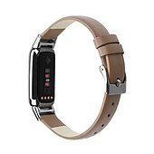 billige Fitbit klokkebånd-Reim til Smartklokke Kompatibel med Fitbit Luxe Ekte lær Smartklokke Stropp Justerbar Kvinner menn Sportsrem Erstatning Armbånd
