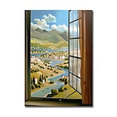 economico Stampe paesaggi-Paesaggio da parete su tela la finestra arte moderna paesaggio decorazione della casa arredamento tela arrotolata senza cornice senza cornice