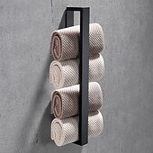 cheap Towel Bars-Towel Rail, Strong Self Adhesive Black Towel Holder Stainless Steel Wall Mounted