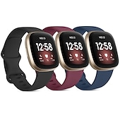 お買い得  Fitbitウォッチバンド-4パック 3パック スマートウォッチバンド と互換性があります Fitbit Versa 4 Sense 2 Versa 3 Sense ソフトシリコーン スマートウォッチ ストラップ 調整可 女性 男性 スポーツバンド 置換 リストバンド