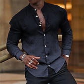 abordables Diseño Geométrico-Hombre Camisa Camisa para Vestido Degradado Exterior Casual Azul Piscina Fucsia Verde Trébol Caqui Manga Larga Escote Chino Verano Primavera Ropa Estampado