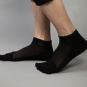 preiswerte Herrensocken-Herren 3 Paare Ankle Socken Zehensocken Niedrig geschnittene Socken Schwarz Weiß Farbe Glatt Freizeitskleidung Urlaub Wochenende Gitter Mittel Sommer Frühling &amp; Herbst Stilvoll Brautkleider schlicht