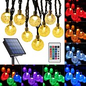 economico Striscie luci ad energia solare-luci solari a globo per esterni 6m 30 luci solari a led che cambiano colore con telecomando luci solari a sfera di cristallo impermeabili luci natalizie per patio per gazebo da giardino portico