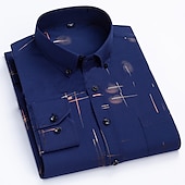 economico Camicie Button Down da uomo-Per uomo Camicie Camicia abbottonata Camicia non stirabile A quadri / A righe / Chevron Matrimonio Ufficio e carriera Blu chiaro Nero Bianco Rosso Manica lunga Collo ripiegabile Per tutte le stagioni