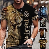 abordables T-shirts à imprimé animal-Homme Unisexe tigre Imprimés Photos T shirt Manche Courte T-shirt 3D effet Col Ras du Cou Chemise Sportif Décontractées Grand et grand Extérieur Plein Air du quotidien Noir / Blanc Argent + or Or