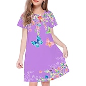 cheap 3D Butterfly Dress-Easter Girls&#039; 3D Floral Animal Butterfly Dress Short Sleeve 3D Print Summer Spring Vacation Daily Holiday Cute Casual Sweet Kids 3-12 Years A Line Dress Above Knee Regular Fit
