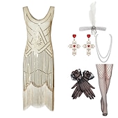 levne oblečení-Šaty Gatsby z 20. let se sadou doplňků z 20. let dámské flitry střapec třásňový kostým retro vintage cosplay party a večerní koktejlové šaty