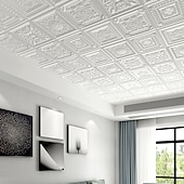 cheap Brick&amp;Stone Wallpaper-Cool Wallpapers White Foam Wall Mural Wall Panel Peel and Stick Wall Sticker Floral Removable Wall Covering, PVC/Vinyl Material Self adhesive Wallpaper, Room Wallcovering for Home Decoration