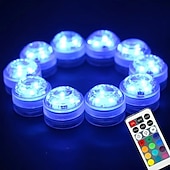abordables Éclairage subaquatique-10 pièces lumières led submersibles lumières multicolores sous-marines étanche télécommande rvb piscine adaptée pour baignoire étang vases aquariums