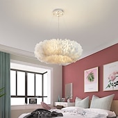economico Luci a sospensione-lampadario a sospensione a led splendido extra large 50 cm lampada a sospensione bouquet di piume bianche a 6 luci romantico apparecchio di illuminazione montato per camera da letto ristorante