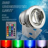 billige Undervannslamper-damlys undervannsfontenelys led nedsenkbar spotlight rgb 16farger vanntett med fjernkontroll 10w dc12v utendørs hage landskapslys 1stk 2stk