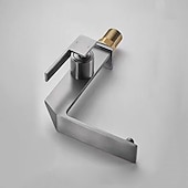 cheap Classical-Waterfall Bathroom Sink Mixer Faucet Brass, Single Handle Washroom Basin Taps One Hole Faucets with Hot and Cold Hose, Waterfall Spout Brass Bathroom Tap Chrome Black Gold Grey