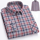 voordelige Overhemden voor heren-Voor heren Overhemd Strepen en Plaid Bruiloft liiketoiminta Kastanjebruin Donker Rood Geel Donker Marine Lange mouw Opstaande boord Lente &amp; Herfst Kleding