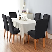abordables Funda para silla de comedor-Funda elástica para silla de comedor, 6 piezas, para mascotas, con respaldo alto, de licra, color burdeos y rojo, con protector inferior elástico para comedor, ceremonia de boda, duradera, lavable