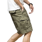 baratos Clássico-Homens Bermuda Cargo Calção Shorts de verão Com Cordão Cintura elástica Bolso multi Tecido Vestível Curto Ao ar livre Casual Diário Moda Designer Preto Verde Tropa