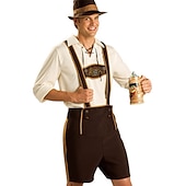 זול גברים-Oktoberfest תחפושות קוספליי לדרהוזן חולצה תלבושות בוואריה מינכן כרי דשא בגדי ריקוד גברים פֶסטִיבָל בד בסגנון מסורתי חולצה מכנסיים קצרים כובע