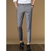 preiswerte Schlank-Herren Anzughosen Karottenhose Hose Hosen Anzughose Tasche Glatt Anti-Falten Atmungsaktiv Knöchellänge Hochzeit Geschäft Casual Modisch Ausgefallene Dünn Schwarz Rosa Mikro-elastisch