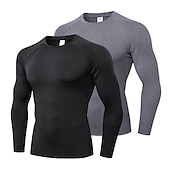 billiga aktiva t-shirts och tankar för män-Herr Kompressionströja T-shirt för jogging Långärmad Baslager Sport Sommar Elastan Andningsfunktion Snabb tork Fuktabsorberande Mjuk Kondition Gymträning Löpning Sportkläder Sportkläder Solid färg