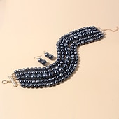 halpa Lisävarusteet ja enemmän-helmi choker kaulakoru korvakorut 2 kpl läppätarvikkeet vintage 1920-luvun möly 20-luvun art deco naisille