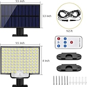 economico Applique per esterni-applique da parete di sicurezza solare esterna 106led con sensore di movimento telecomando ip65 impermeabile 120 angolo di illuminazione applique da parete di sicurezza solare