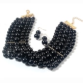 halpa Lisävarusteet ja enemmän-helmi choker kaulakoru korvakorut 2 kpl läppätarvikkeet vintage 1920-luvun möly 20-luvun art deco naisille