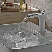 cheap Classical-Waterfall Bathroom Sink Mixer Faucet 4.7&quot; Spout, Mono Wash Basin Single Handle Basin Taps Washroom with Hot and Cold Hose, Monobloc Vessel Water Brass Tap Deck Mounted