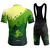halpa Miesten vaatesarjat-Miesten Pyöräily jersey ja haalarishortsit Lyhythihainen Maastopyöräily Maantiepyöräily Kesä Sininen Keltainen Rubiini Kuvitettu Hauska Pyörä 3D alusta Nopea kuivuminen Takatasku Kosteuden siirtäv