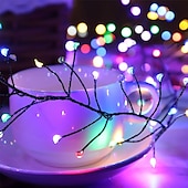 baratos Luzes de fio USB-Firecracker Fairy String Lights USB Powered Guirland Light com controle remoto à prova d&#039;água para decoração de festa de acampamento de casamento 3m 100led/6m 200led