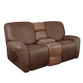 abordables Silla reclinable y con alas-Fundas elásticas para sofá reclinable de 2 plazas, funda de sofá reclinable de dos plazas, como funda de sofá de cuero con lazo elástico, protector de muebles antiarañazos para perros y mascotas