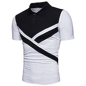 preiswerte Klassisches Poloshirt für Herren-Herren Poloshirt Golfhemd Casual Festtage Kargen Klassisch Kurzarm Modisch Basic Farbblock Taste Sommer Regular Fit Schwarz Weiß Grau Poloshirt