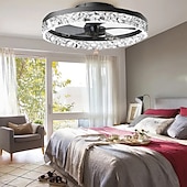 economico Ventilatore da soffitto con luci-ventilatori a soffitto a led con luci lampadari di cristallo dimmerabili con telecomando 20 &quot;lampada da soffitto a incasso lampadario in metallo camera da letto soggiorno