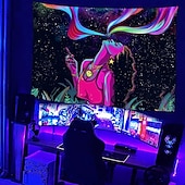 levne Tapiserie Blacklight-blacklight gobelín uv reaktivní záře ve tmě záře party neonka psychedelický trippy mlhavý závěsný gobelín nástěnná malba pro obývací pokoj ložnice