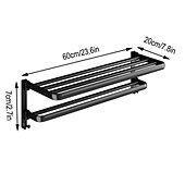 cheap Towel Bars-Black Bathroom Towel Rack Black Bathroom Storage Rack Toilet Bathroom Hardware Pendant Set Non Perforated Towel Rack
