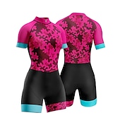 halpa Naisten triathlon-vaatteet-Naisten Triathlon Tri -puku Lyhythihainen triatlon Hopea Tumman harmaa Metsän vihreä Kuvitettu Pyörä Lycra Urheilu Kuvitettu Vaatetus