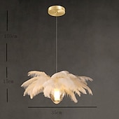 cheap Island Lights-LED Pendant Light Chandelier 35cm 1-Light White Ostrich Feather Bouquet Pendant Light Romantic Mounted Lighting Fixture for Restaurant Bedroom