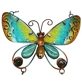 baratos Espanta-espíritos-1 peça borboleta pintada de metal sino de vento artesanato ao ar livre brilha na noite ornamento pendurado para decoração de jardim de varanda de janela, 60x17cm/23,6&#039;&#039;x6,7&#039;&#039;