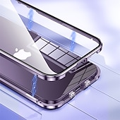 رخيصةأون جرابات آيفون-حافظة هاتف لجهاز iPhone 15 Pro Max Plus iPhone 14 13 12 11 Pro Max Plus واقي عدسة كاميرا مزدوج الجانب بجذب مغناطيسي زجاج مقسى بلون ثابت