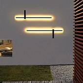 tanie kinkiety zewnętrzne-zewnętrzna lampa ścienna led wodoodporna ip65 35" montaż ścienny oprawa oświetleniowa prostokątna czarna elegancka matowa biel akrylowa antykorozyjna ciepła biel 85-265v