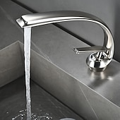 cheap Classical-Bathroom Sink Mixer Faucet, Single Handle One Hole Washroom Basin Taps Chrome Finish Bathroom Faucet with Hot and Cold Water Hose