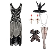 levne oblečení-Šaty Gatsby z 20. let se sadou doplňků z 20. let dámské flitry střapec třásňový kostým retro vintage cosplay party a večerní koktejlové šaty