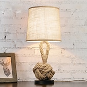 cheap Table&amp;Floor Lamp-Table Lamp Decorative Rustic / Lodge / Nordic Style LED power supply For Bedroom / Study Room / Office 220-240V Linen