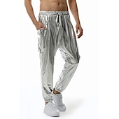 levne oblečení-sada s lesklým kovovým tričkem jogger kalhoty 2 ks outfity pánské disco 80. léta cvičení cosplay kostým maškarní karneval párty klub
