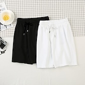 billiga Vardagsshorts-Herr Aktiv Shorts Casual shorts Ficka Snörning Elastisk dragsko-design Ensfärgat Komfort Andningsfunktion Kort Utomhussport Ledigt Dagligen Mode Streetwear Svart Vit Microelastisk