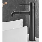 abordables Classiques-mitigeur d&#039;évier de salle de bain vintage haut, robinets de lavabo monobloc monocommande monté sur pont antique, avec tuyau d&#039;eau chaude et froide robinets d&#039;eau rétro laiton noir