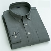 billige oxfordskjorter for menn-Herre Dresskjorter Skjorte med knapp ned Oxford skjorte Striper og rutete Bryllup Kontor og karriere Lysegul Lyseblå Hvit Lysegrønn Langermet Aftæpning Vår &amp; Vinter Klær